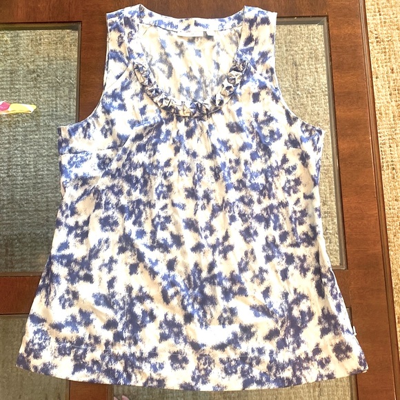 Halogen Silk White & Purple Silk Tanktop Blouse - Picture 2 of 11